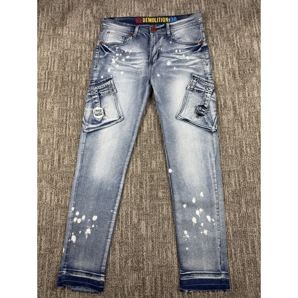 Demolition Jeans Men 30 X 28 Blue Distressed  Denim Pants -512